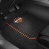 Universal Harley-Davidson® Elite Series 1st Row Floor Mats by Plasticolor®. Harley Logo and Orange Stripe.
