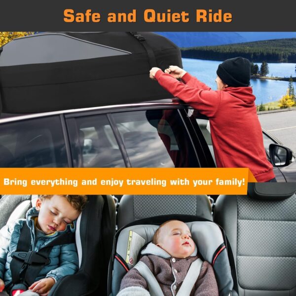 Sailnovo Car Roof Box 15 Cubic Feet Foldable Waterproof 1000D with 6 Reinforced Straps 4 Door Hooks for Travel and Luggage Transport for All Vehicles with/without Pannier Rack