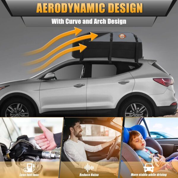 Sailnovo Car Roof Box 15 Cubic Feet Foldable Waterproof 1000D with 6 Reinforced Straps 4 Door Hooks for Travel and Luggage Transport for All Vehicles with/without Pannier Rack