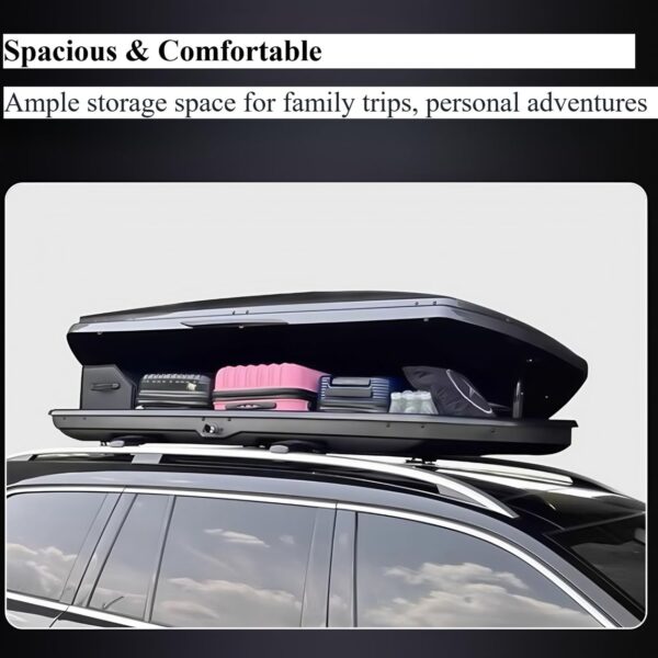 Car Roof Box 900L, Double-Side Opening, ABS Material, Universal Fit with U-Hook System, 900L Upgrade, 2 Silent Crossbars (Glossy black - single box)