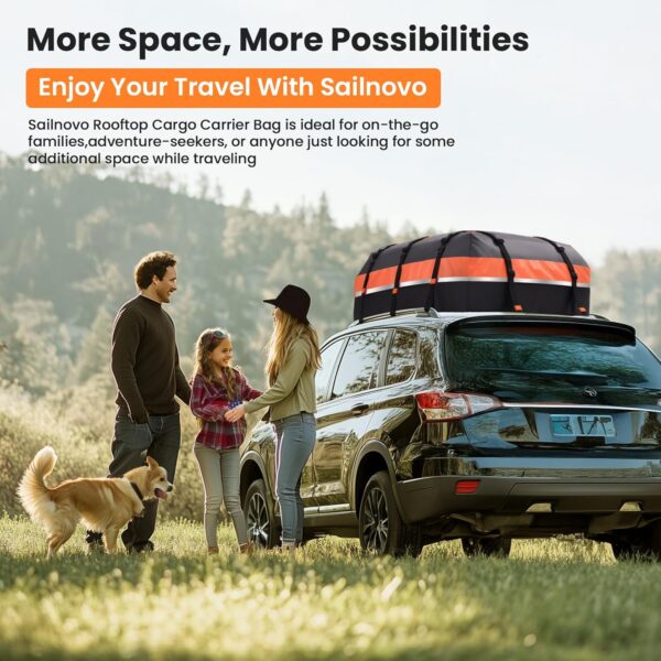 816Jzr+aeXL._AC_SL1500_ Sailnovo Car Roof Bag Waterproof 21 Cubic Feet/595L,Roof Box 1000D PVC Rooftop Cargo Carrier with Anti-Slip Mat,Combination Lock,Storage Bag,Door Hooks & Strap fit Vehicle with/Without Luggage Rack