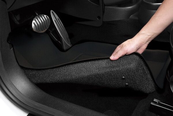 bottom-layer-close-up Universal KAGU 1st Row - Footwell Coverage & 2nd Row - Footwell Coverage Black Floor Liner Set by 3D MAXpider®.