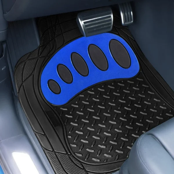 Universal Trimmable ClimaProof™ Non-Slip 1st & 2nd Row Rubber Floor Mat Set with Footprint Design by FH Group®. 4 Pieces.