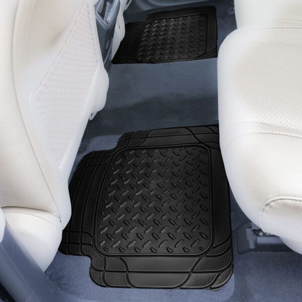 Universal Trimmable ClimaProof™ Non-Slip 1st & 2nd Row Rubber Floor Mat Set with Footprint Design by FH Group®. 4 Pieces.