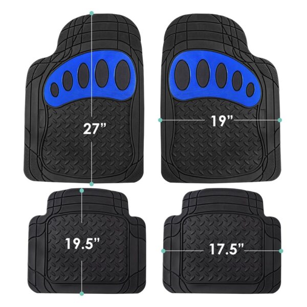 Universal Trimmable ClimaProof™ Non-Slip 1st & 2nd Row Rubber Floor Mat Set with Footprint Design by FH Group®. 4 Pieces.