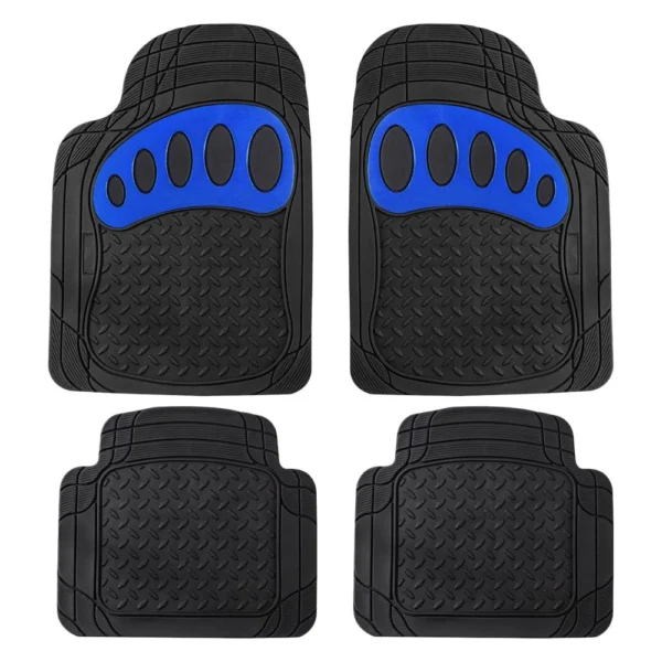 Universal Trimmable ClimaProof™ Non-Slip 1st & 2nd Row Rubber Floor Mat Set with Footprint Design by FH Group®. 4 Pieces.