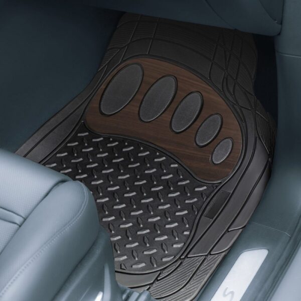 Universal Trimmable ClimaProof™ Non-Slip 1st & 2nd Row Rubber Floor Mat Set with Footprint Design by FH Group®. 4 Pieces.