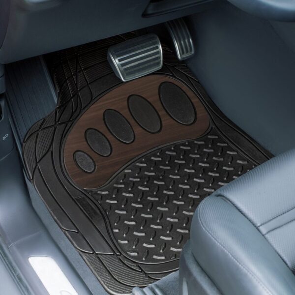 Universal Trimmable ClimaProof™ Non-Slip 1st & 2nd Row Rubber Floor Mat Set with Footprint Design by FH Group®. 4 Pieces.