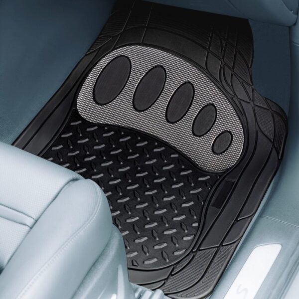 Universal Trimmable ClimaProof™ Non-Slip 1st & 2nd Row Rubber Floor Mat Set with Footprint Design by FH Group®. 4 Pieces.
