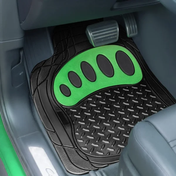 Universal Trimmable ClimaProof™ Non-Slip 1st & 2nd Row Rubber Floor Mat Set with Footprint Design by FH Group®. 4 Pieces.