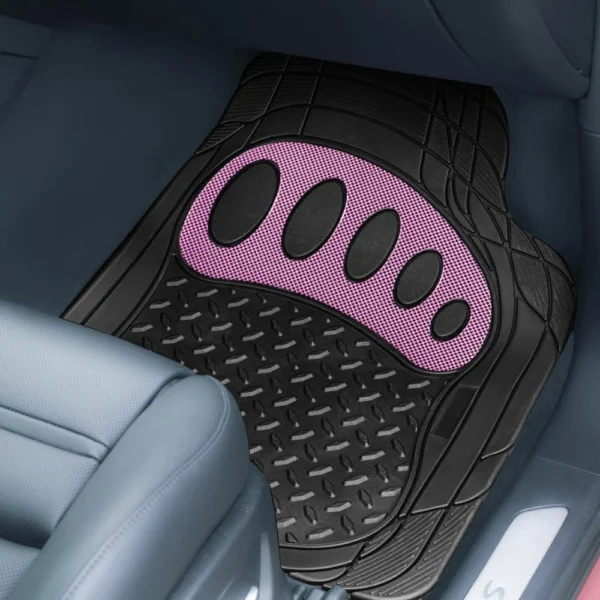 Universal Trimmable ClimaProof™ Non-Slip 1st & 2nd Row Rubber Floor Mat Set with Footprint Design by FH Group®. 4 Pieces.