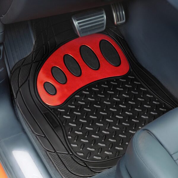 Universal Trimmable ClimaProof™ Non-Slip 1st & 2nd Row Rubber Floor Mat Set with Footprint Design by FH Group®. 4 Pieces.