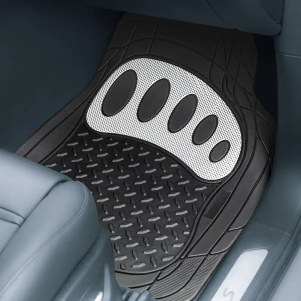 Universal Trimmable ClimaProof™ Non-Slip 1st & 2nd Row Rubber Floor Mat Set with Footprint Design by FH Group®. 4 Pieces.
