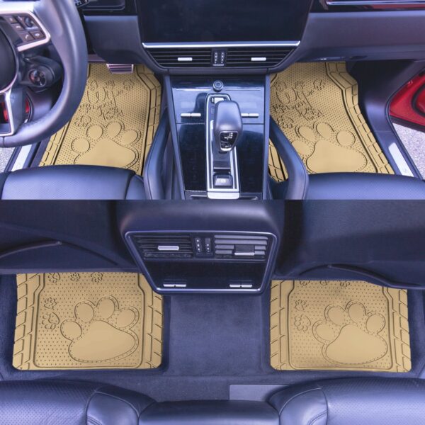 Universal Heavy-Duty 1st & 2nd Row Rubber Floor Mat Set with Adorable Paw Print by FH Group®. 4 Pieces.