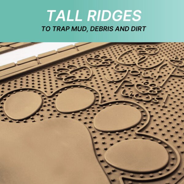 Universal Heavy-Duty 1st & 2nd Row Rubber Floor Mat Set with Adorable Paw Print by FH Group®. 4 Pieces.