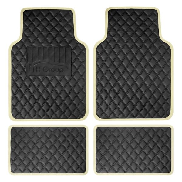 Universal Deluxe 1st & 2nd Row Leather Floor Mat Set by FH Group®. 4 Pieces.