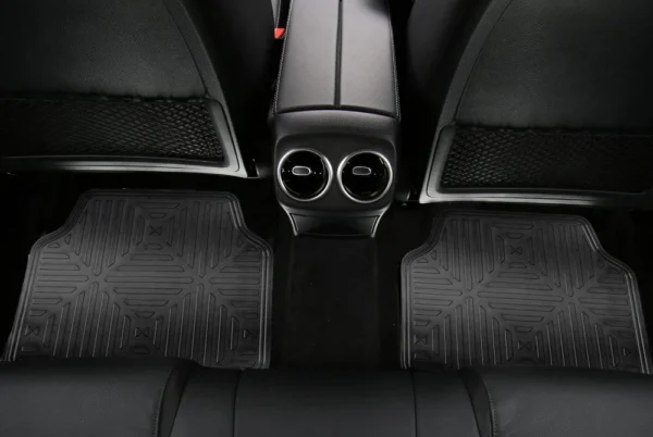 Universal Metallic Finish 1st & 2nd Row Rubber Floor Mat Set by FH Group®. 4 Pieces.