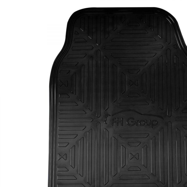 Universal Metallic Finish 1st & 2nd Row Rubber Floor Mat Set by FH Group®. 4 Pieces.