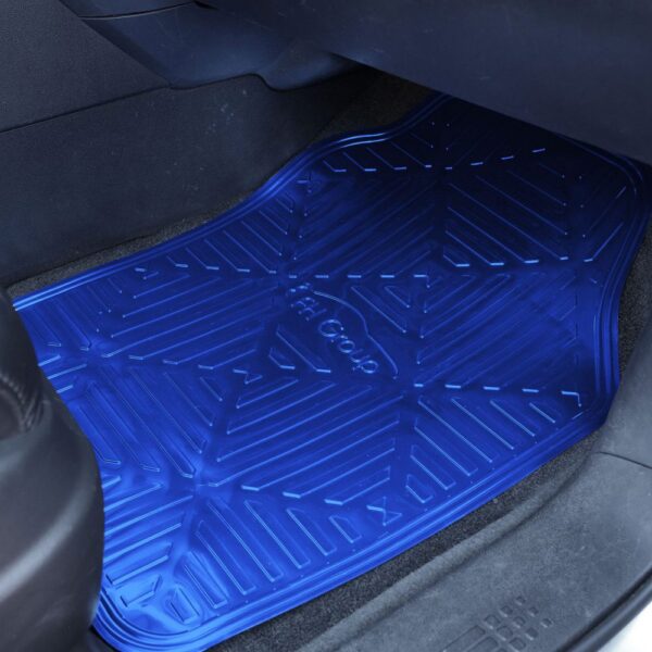 Universal Metallic Finish 1st & 2nd Row Rubber Floor Mat Set by FH Group®. 4 Pieces.