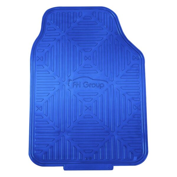 Universal Metallic Finish 1st & 2nd Row Rubber Floor Mat Set by FH Group®. 4 Pieces.