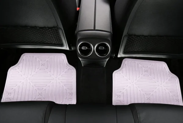 Universal Metallic Finish 1st & 2nd Row Rubber Floor Mat Set by FH Group®. 4 Pieces.