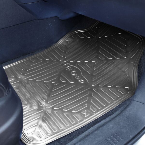 Universal Metallic Finish 1st & 2nd Row Rubber Floor Mat Set by FH Group®. 4 Pieces.