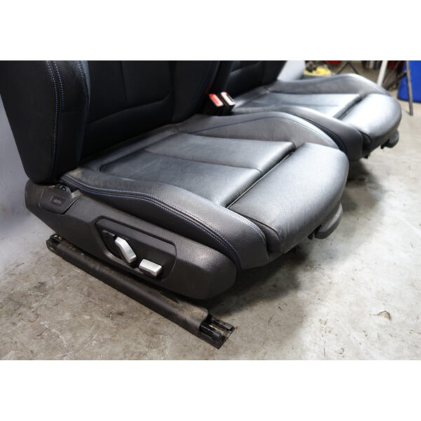 14-20 BMW F30 3-Series F36 Front Sport Seat Pair Black Leather w Blue Stitch OEM