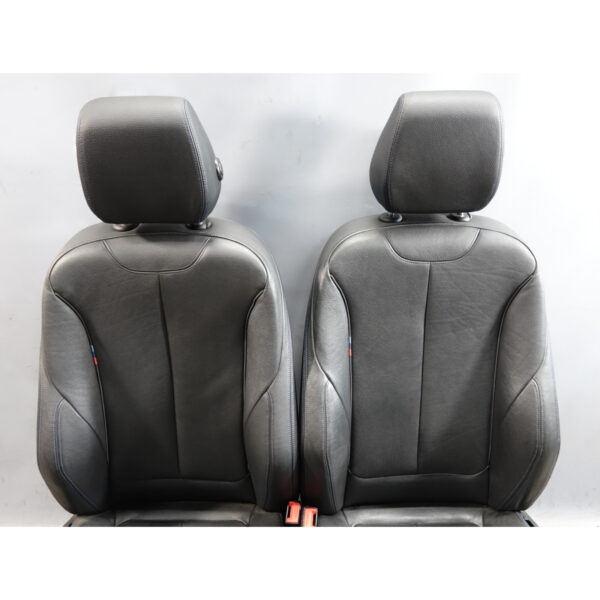 14-20 BMW F30 3-Series F36 Front Sport Seat Pair Black Leather w Blue Stitch OEM