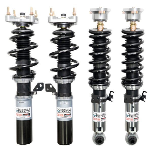 Street Series Front and Rear Coilover Kit by Megan Racing®. Quantity: Sold as a Kit.