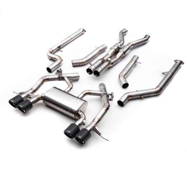 R44 BMW M3/M4 Race Cat Back Exhaust System In Titanium With Carbon Tips (G80/G81/G82/G83) R44 BMW M3/M4 Race Cat Back Exhaust System In Titanium With Carbon Tips (G80/G81/G82/G83)