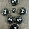 7Pcs BMW 50th Anniversary Emblem Centre Caps Badges Black & White 5x120 68MM