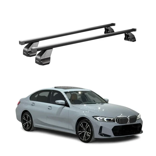 Fix Point Roof Racks Cross Bars for BMW 3 Series G20 Sedan 2019-2026 Steel Black
