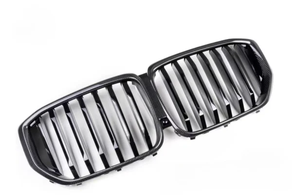 For 2019-2025 BMW X5 G05 CarbonFiber Front Bumper Grill Single Slat Grille Black