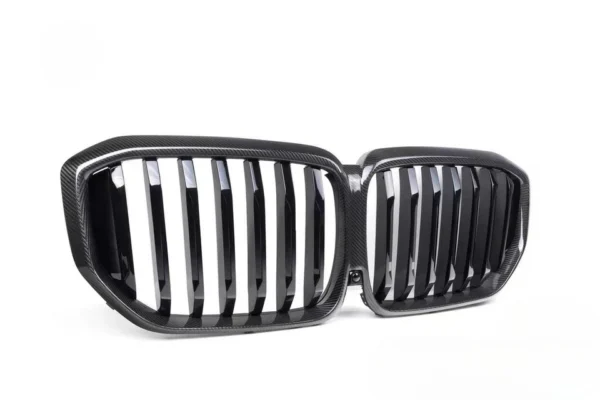 For 2019-2025 BMW X5 G05 CarbonFiber Front Bumper Grill Single Slat Grille Black
