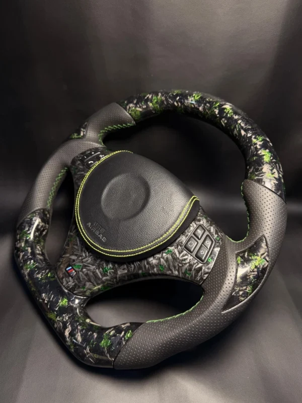 Custom Carbon Fiber Steering Wheel for BMW E90 E92 E82 M3 - Green Flake -