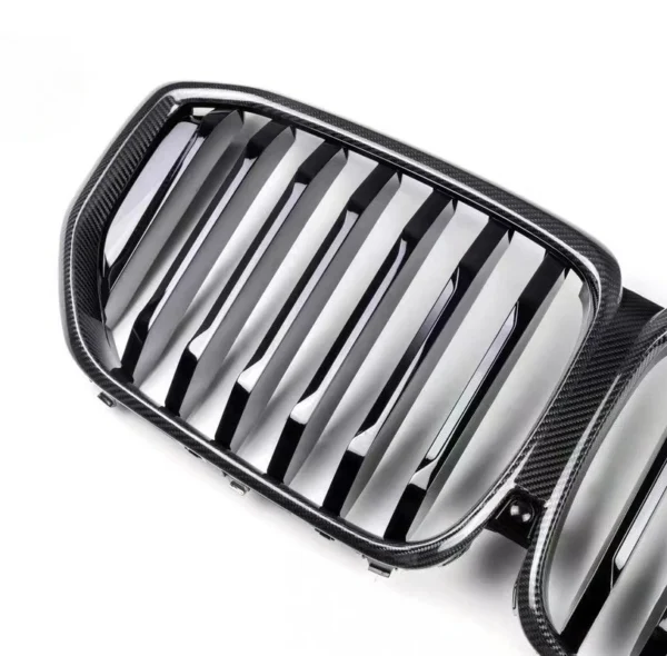 For 2019-2025 BMW X5 G05 CarbonFiber Front Bumper Grill Single Slat Grille Black