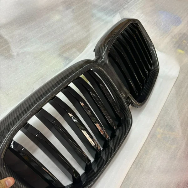 Carbon Fiber Front Bumper Grille Grill Single Line Fits BMW G05 X5 2024-2025 LCI