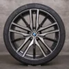 OEM BMW X5 X6 rims 22 inch G05 G06 summer wheels styling 742 M 9882610 9882611 black glossy turned