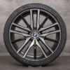 OEM BMW X5 X6 rims 22 inch G05 G06 summer wheels styling 742 M 9882610 9882611 black glossy turned