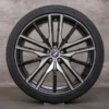 OEM BMW X5 X6 rims 22 inch G05 G06 summer wheels styling 742 M 9882610 9882611 black glossy turned