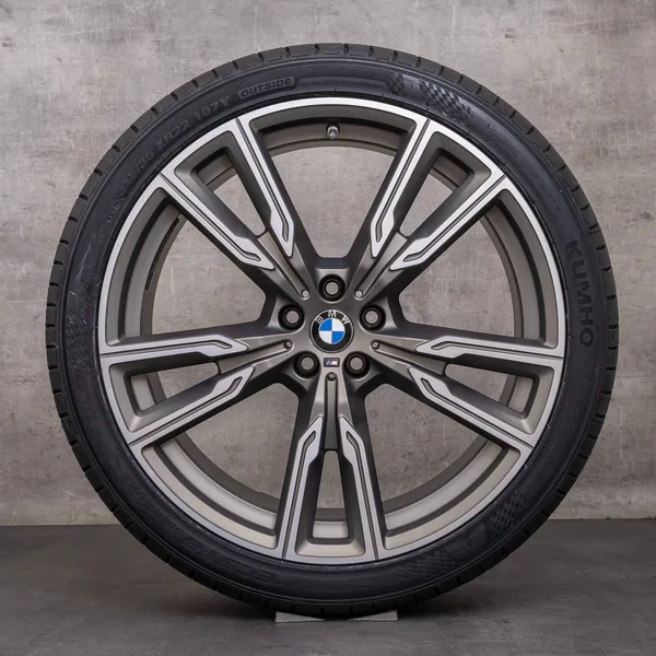 OEM BMW X5 X6 wheels 22 inch G05 G06 summer 8072002 8072003 styling 747 M ceriumgrey matt glossy