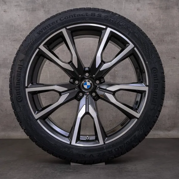 OEM BMW X7 snow tire packages 22 inch G07 Rims Styling 755 M 8074221 8090108 black glossy turned NEW