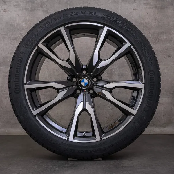 OEM BMW X7 snow tire packages 22 inch G07 Rims Styling 755 M 8074221 8090108 black glossy turned NEW