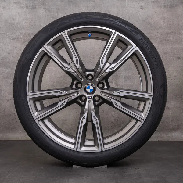OEM BMW X5 X6 Rims 22 inch G05 G06 Summer wheels 8072002 8072003 Styling 747 M ceriumgrey matt glossy turned
