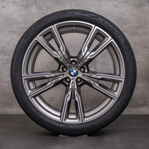 OEM BMW X5 X6 Rims 22 inch G05 G06 Summer wheels 8072002 8072003 Styling 747 M ceriumgrey matt glossy turned