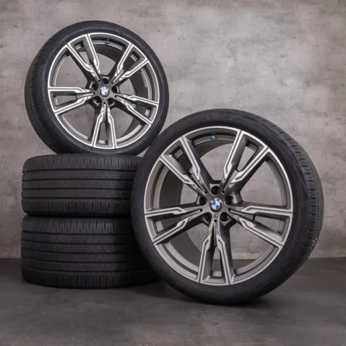 OEM BMW X5 X6 Rims 22 inch G05 G06 Summer wheels 8072002 8072003 Styling 747 M ceriumgrey matt glossy turned