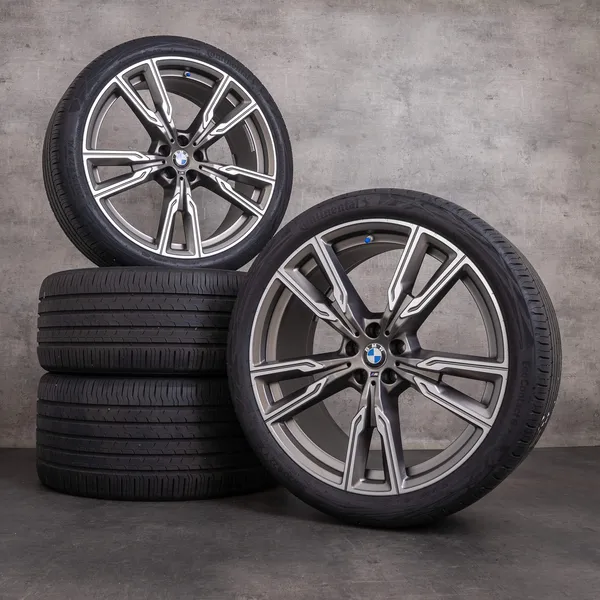 OEM BMW X5 X6 Rims 22 inch G05 G06 Summer wheels 8072002 8072003 Styling 747 M ceriumgrey matt glossy turned