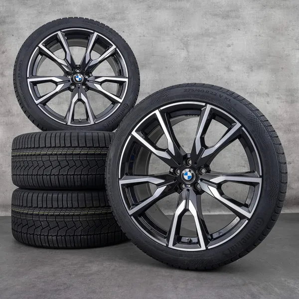 OEM BMW X7 snow tire packages 22 inch G07 Rims Styling 755 M 8074221 8090108 black glossy turned NEW