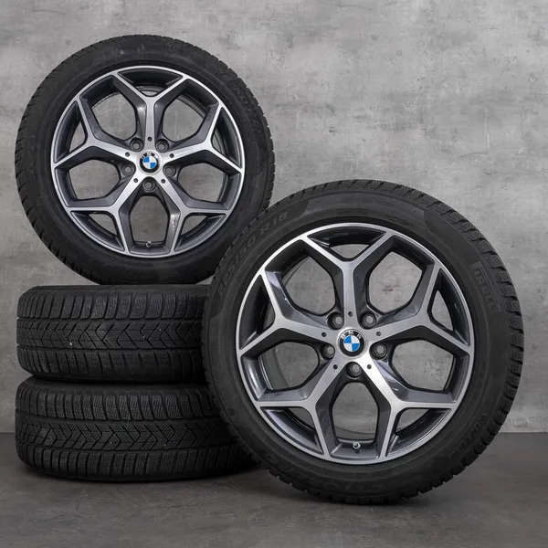 OEM BMW X1 X2 snow tire packages 18 inch F48 F39 rims styling 569 6856070 orbit grey glossy turned