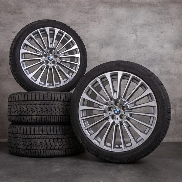 OEM BMW X7 snow tire packages 22 inch G07 rims styling 757 6885144 6885463 ferric grey glossy turned